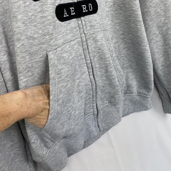 Aeropostale Hoodie Men Large Gray Full Zip 87 Logo Spellout Sweatshirt Retro Y2K - Picture 2 of 16